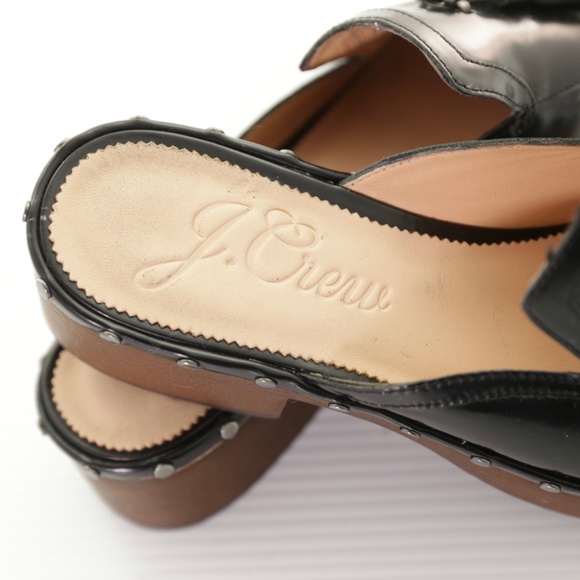 J. Crew Dakota Spazzolato Leather Tassel Black Clogs Womens 9.5M Classic Preppy - Picture 7 of 8